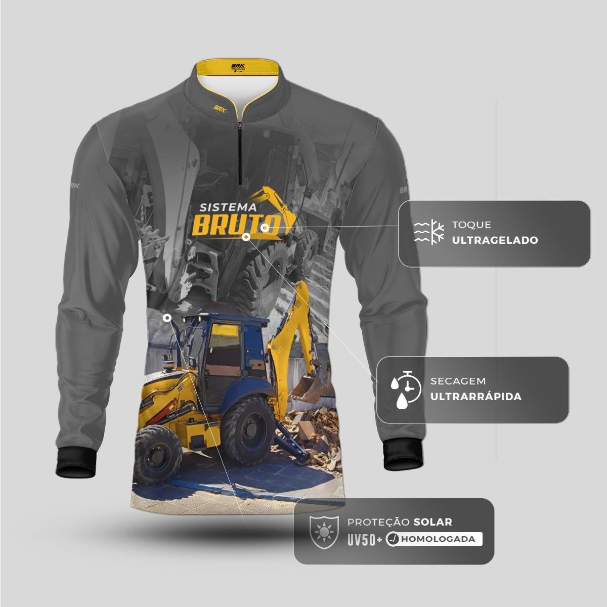 Camisa Máquina Pesada Brk Sistema Bruto Retroescavadeira com UV50+ - Brk Agro