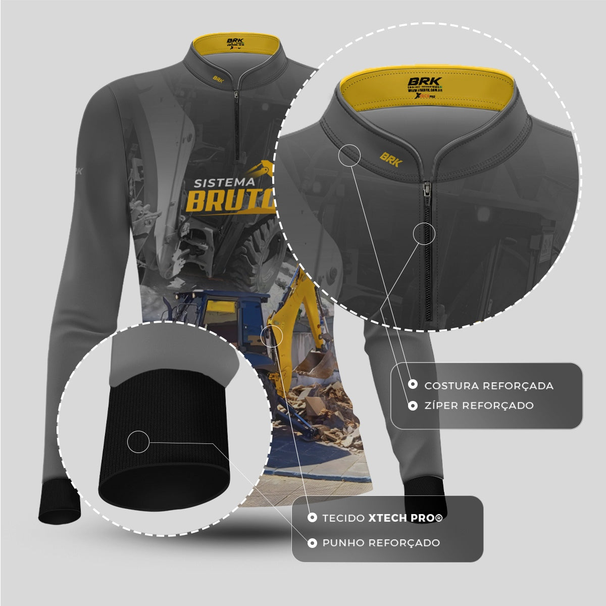 Camisa Máquina Pesada Feminina Brk Sistema Bruto Retroescavadeira com UV50+ - Brk Agro