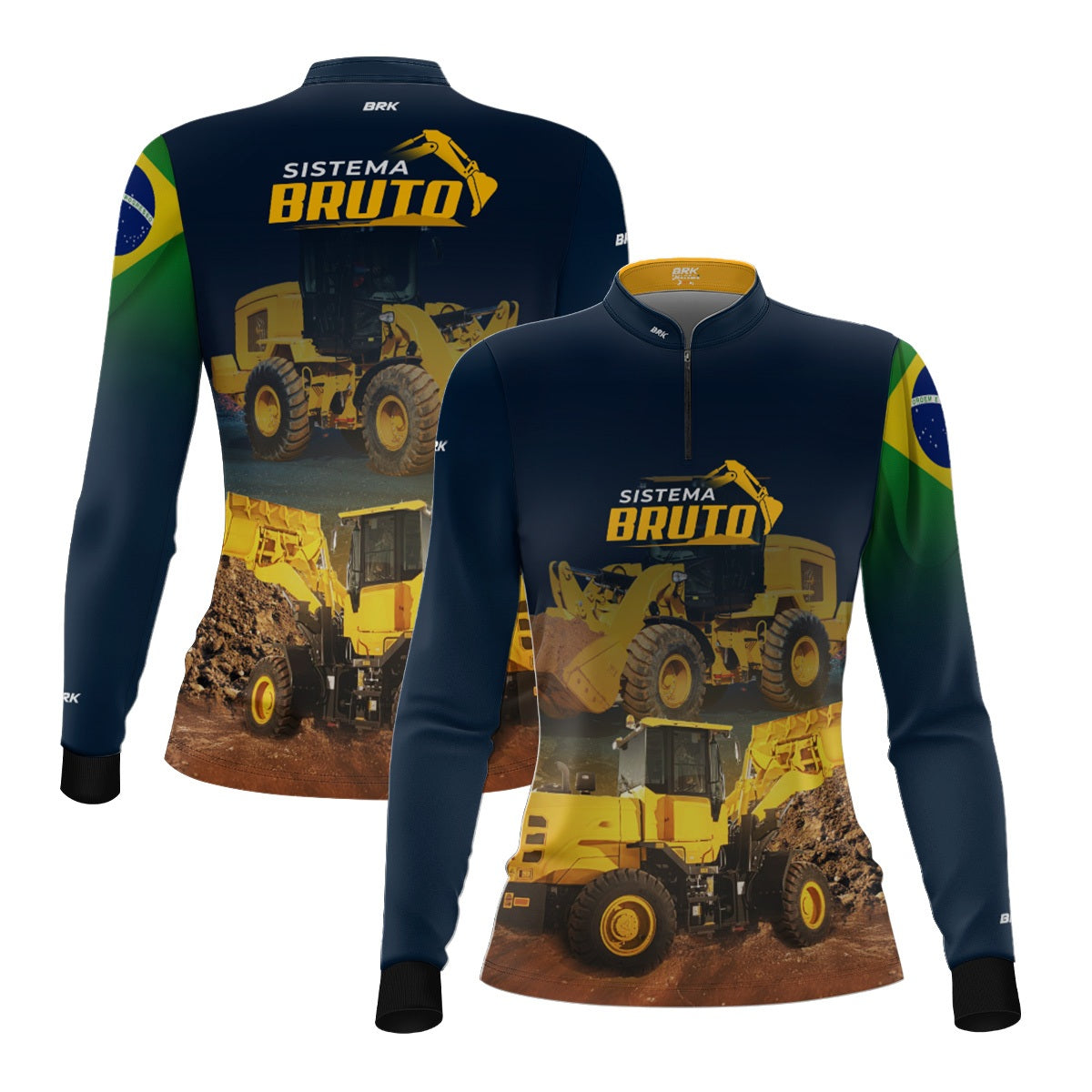 Camisa Máquina Pesada Feminina Brk Sistema Bruto Pá Carregadeira com UV50+ - Brk Agro
