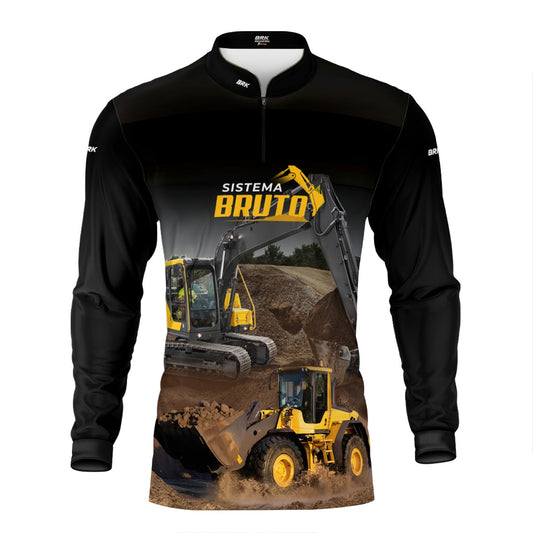 Camisa Máquina Pesada Brk Sistema Bruto Escavadeira com UV50+