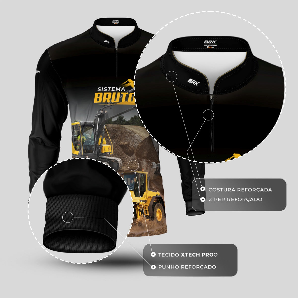 Camisa Máquina Pesada Brk Sistema Bruto Escavadeira com UV50+ - Brk Agro