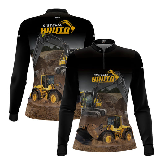 Camisa Máquina Pesada Feminina Brk Sistema Bruto Escavadeira com UV50+ - Brk Agro
