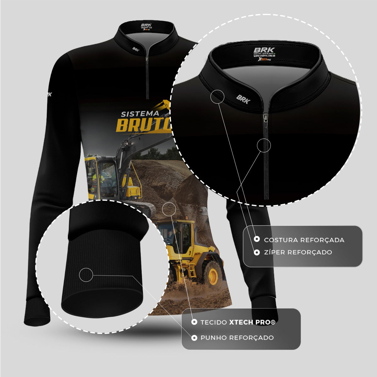 Camisa Máquina Pesada Feminina Brk Sistema Bruto Escavadeira com UV50+ - Brk Agro