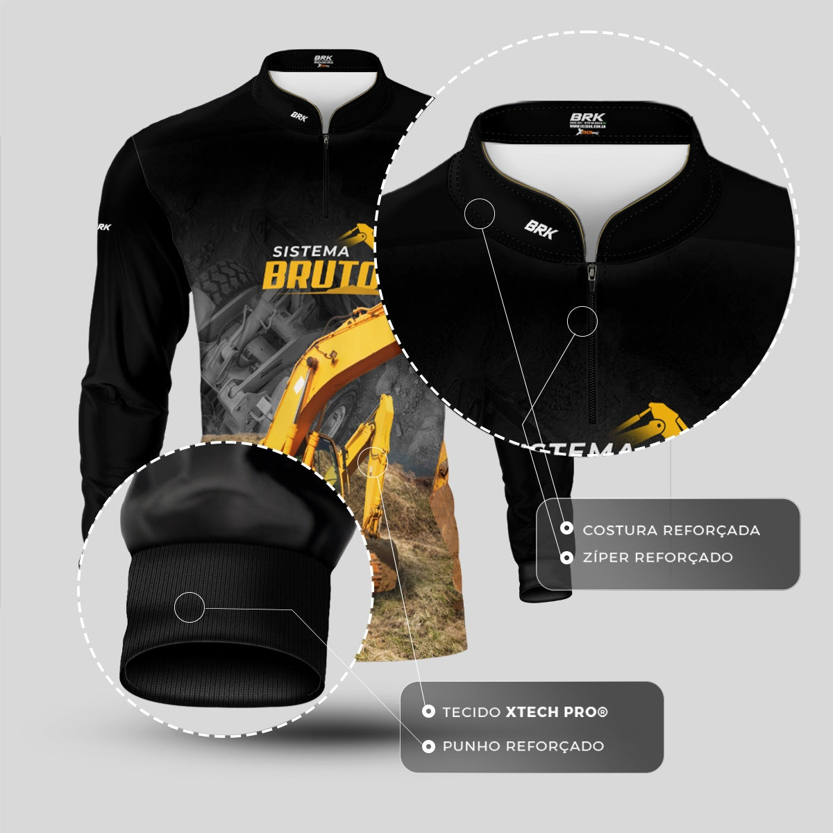 Camisa Máquina Pesada Brk Sistema Bruto Retroescavadeira com UV50+ - Brk Agro