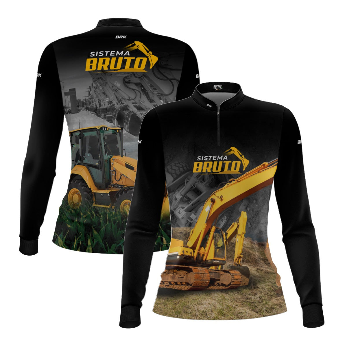 Camisa Máquina Pesada Feminina Brk Sistema Bruto Retroescavadeira com UV50+ - Brk Agro