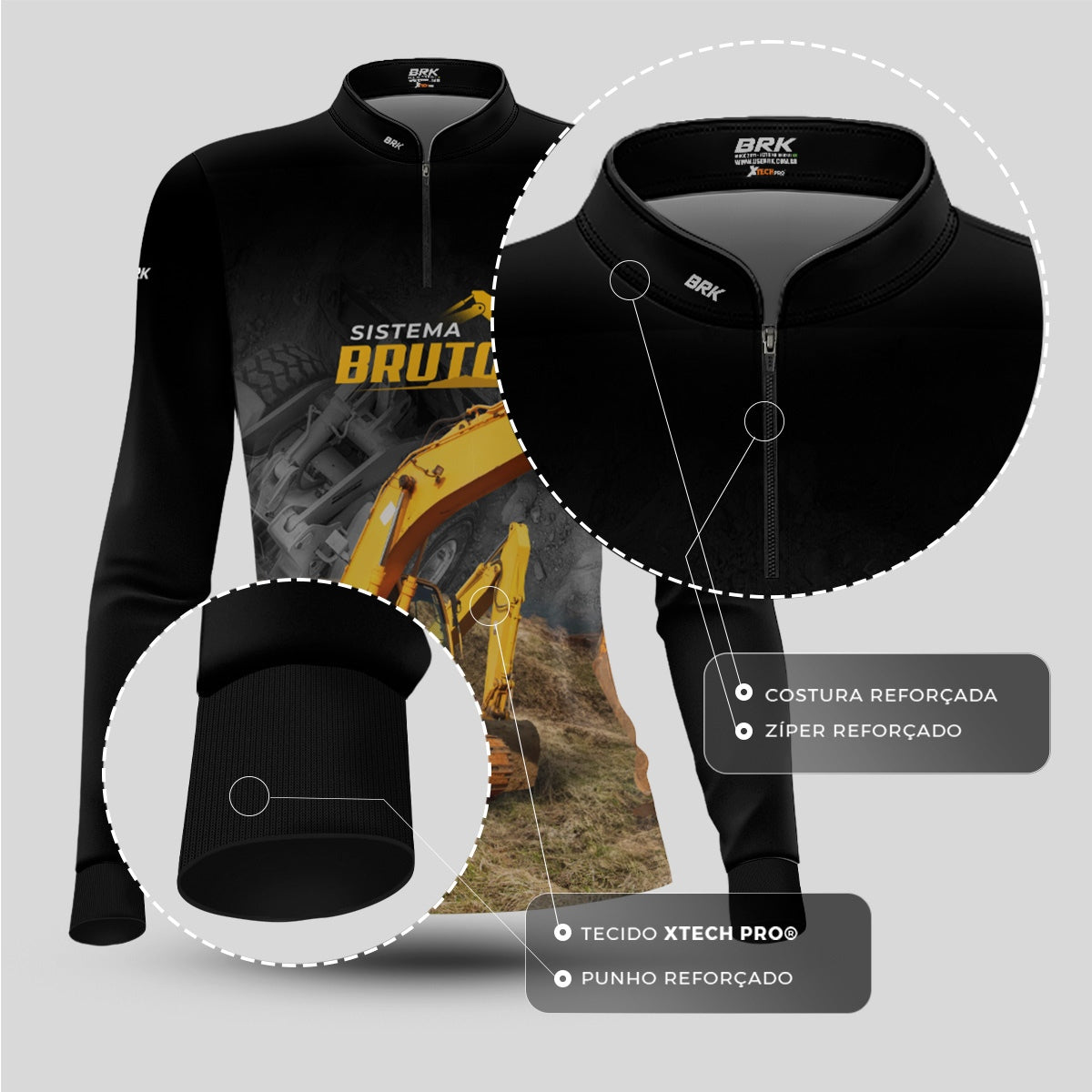 Camisa Máquina Pesada Feminina Brk Sistema Bruto Retroescavadeira com UV50+ - Brk Agro