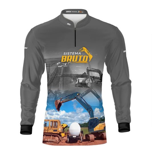 Camisa Máquina Pesada Brk Sistema Bruto Escavadeira com UV50+