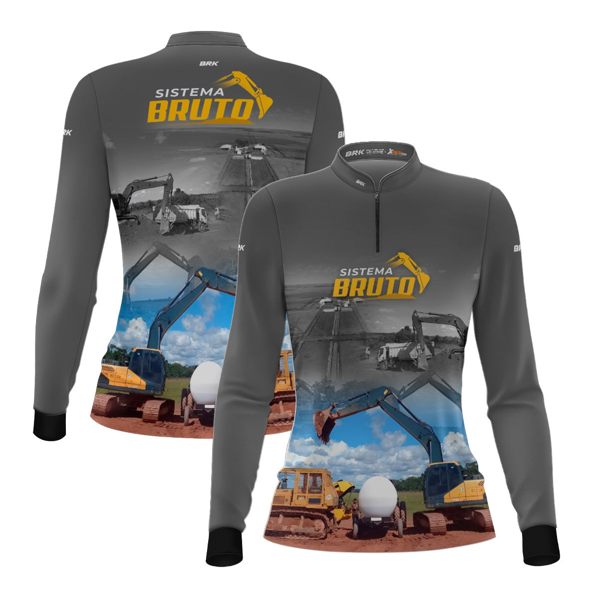 Camisa Máquina Pesada Feminina Brk Sistema Bruto Escavadeira com UV50+ - Brk Agro