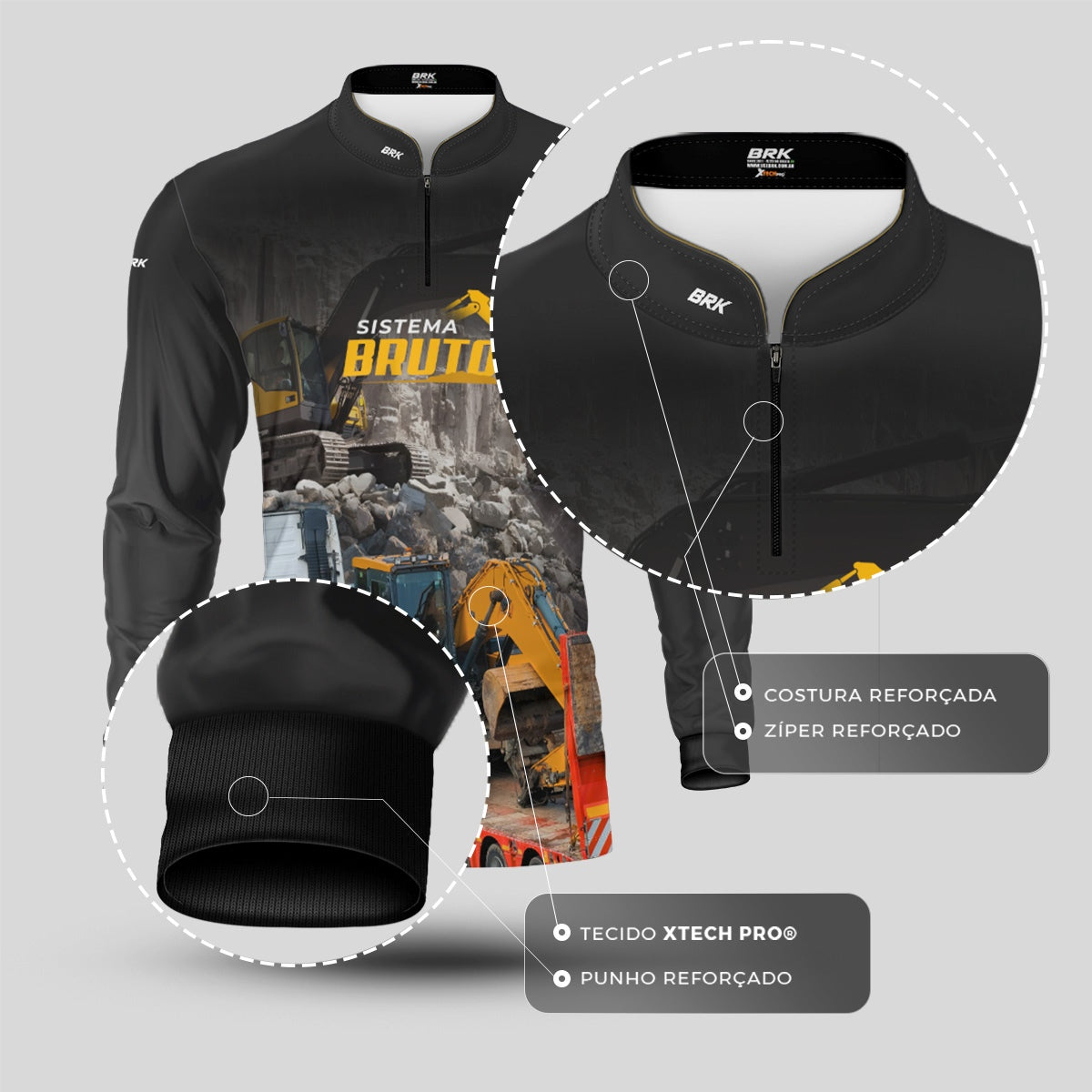 Camisa Máquina Pesada Brk Sistema Bruto Escavadeira com UV50+ - Brk Agro