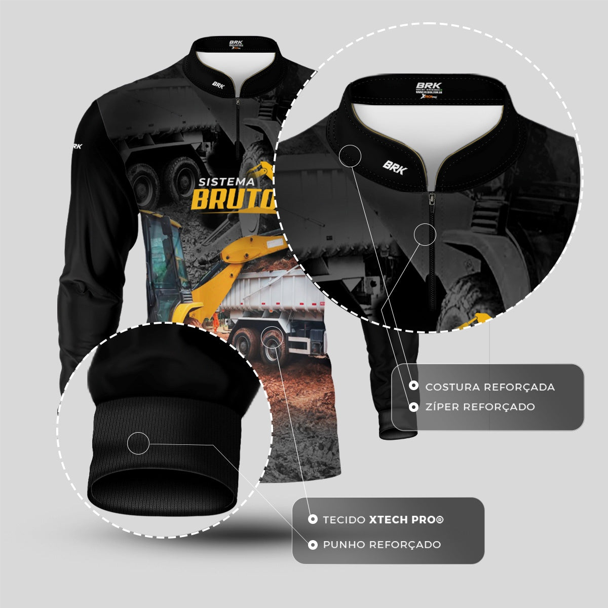 Camisa Máquina Pesada Brk Sistema Bruto Retroescavadeira com UV50+ - Brk Agro