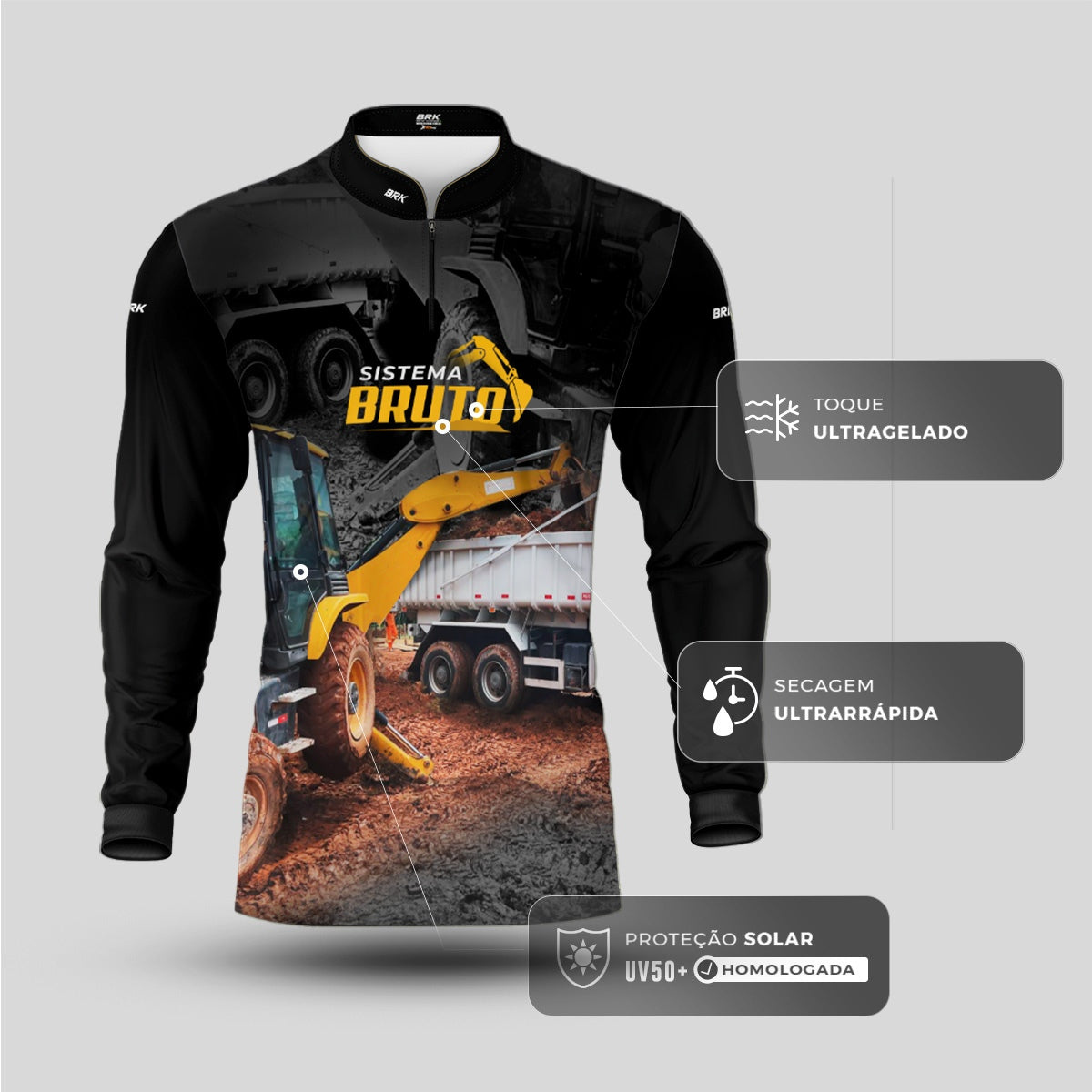 Camisa Máquina Pesada Brk Sistema Bruto Retroescavadeira com UV50+ - Brk Agro