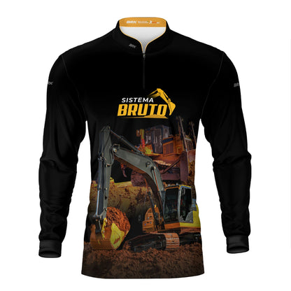 Camisa Máquina Pesada Brk Preta Sistema Bruto Escavadeira com UV50+ - Brk Agro