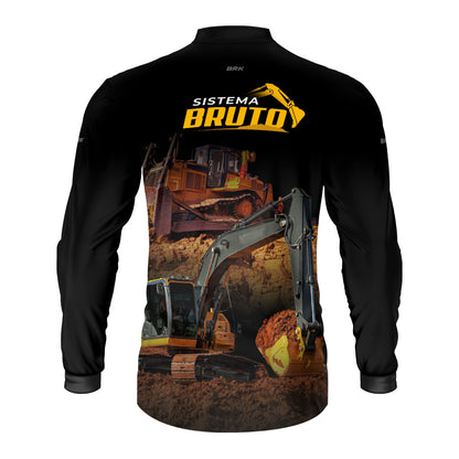 Camisa Máquina Pesada Brk Preta Sistema Bruto Escavadeira com UV50+ - Brk Agro