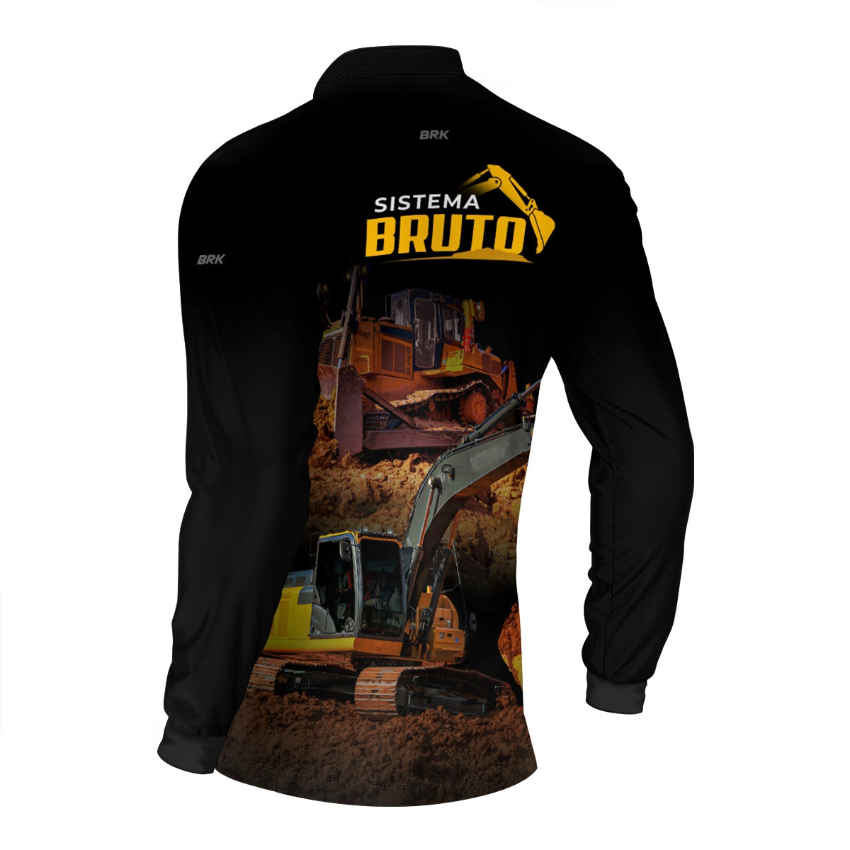Camisa Máquina Pesada Brk Preta Sistema Bruto Escavadeira com UV50+ - Brk Agro