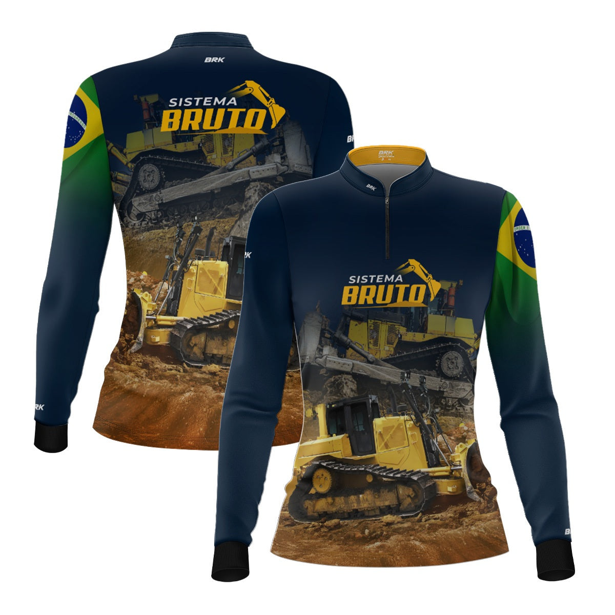 Camisa Máquina Pesada Feminina Brk Sistema Bruto Trator de Esteira com UV50+ - Brk Agro