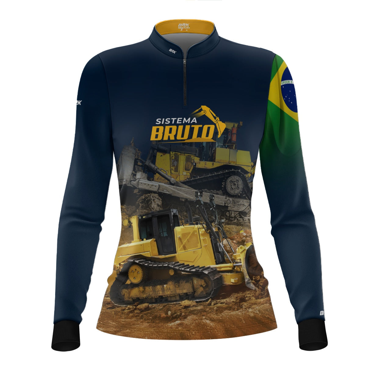 Camisa Máquina Pesada Feminina Brk Sistema Bruto Trator de Esteira com UV50+ - Brk Agro