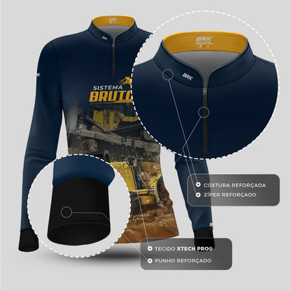 Camisa Máquina Pesada Feminina Brk Sistema Bruto Trator de Esteira com UV50+ - Brk Agro