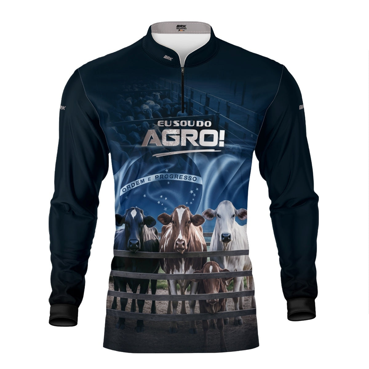 Camisa Agro Brk Azul Eu Sou do Agro Pecuária  com Proteção Solar UV50 - Envio Imediato - Brk Agro