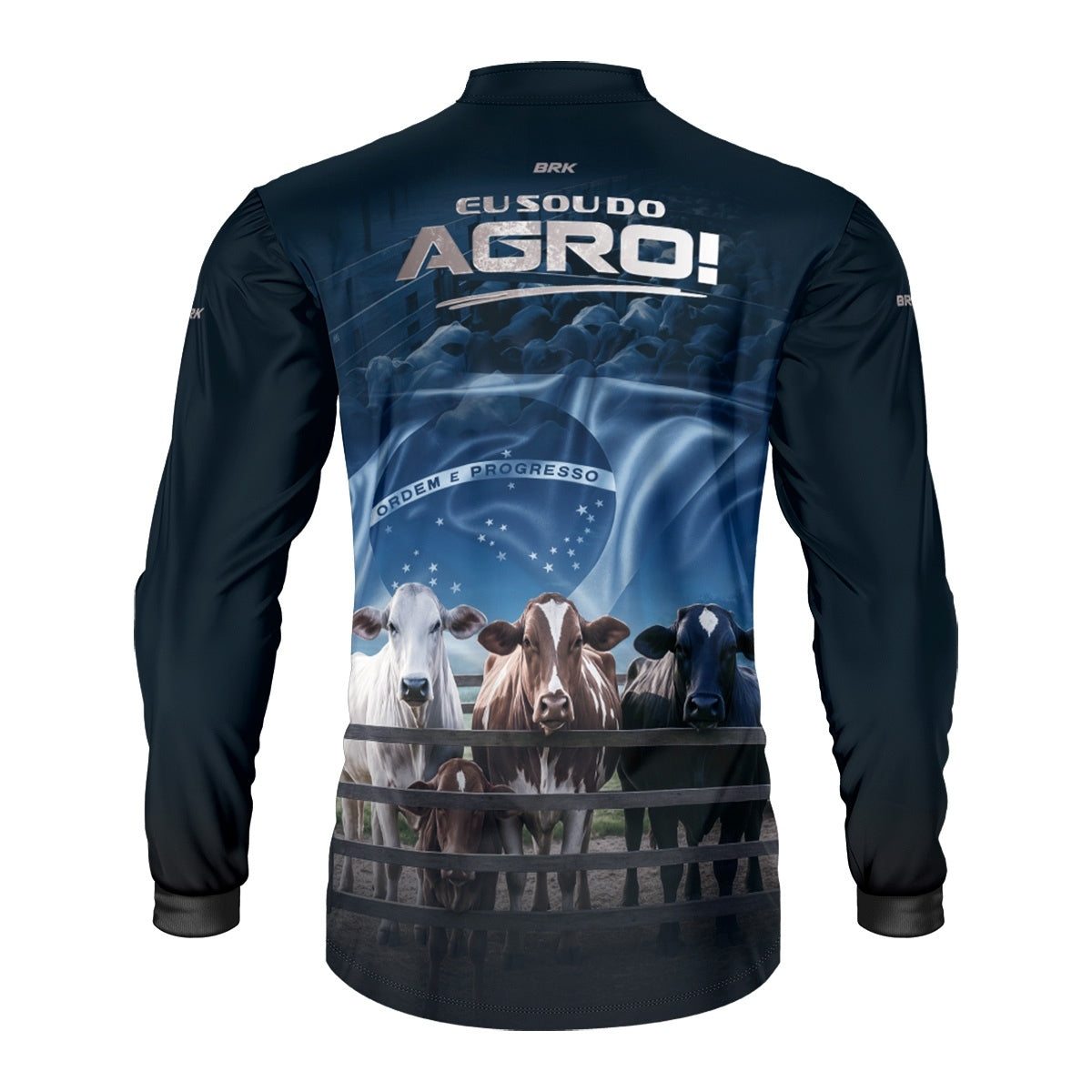 Camisa Agro Brk Azul Eu Sou do Agro Pecuária  com Proteção Solar UV50 - Envio Imediato - Brk Agro