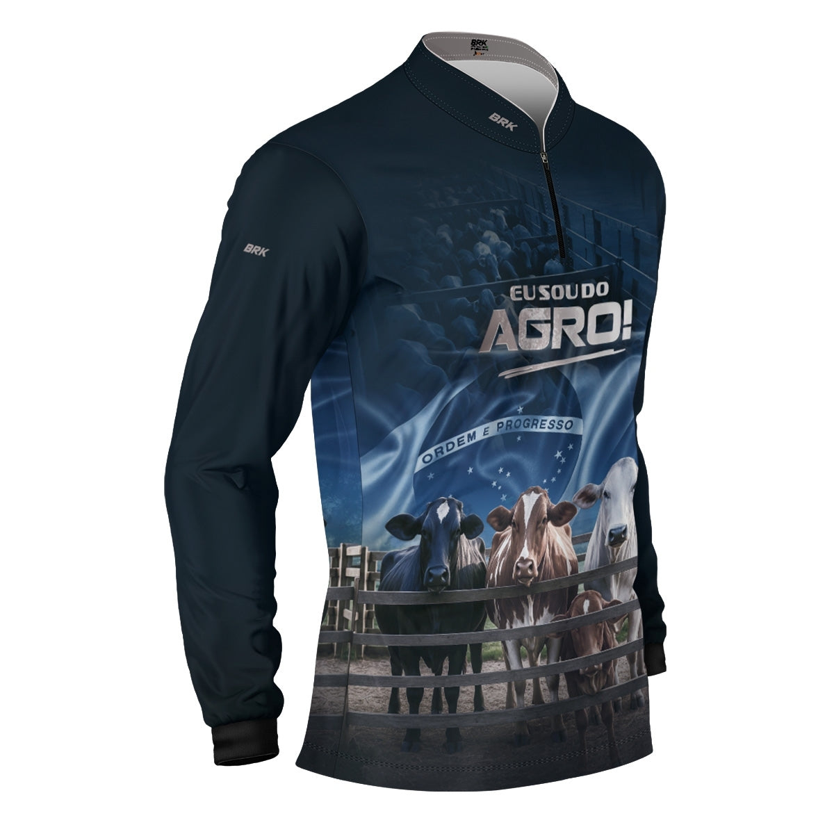 Camisa Agro Brk Azul Eu Sou do Agro Pecuária  com Proteção Solar UV50 - Envio Imediato - Brk Agro