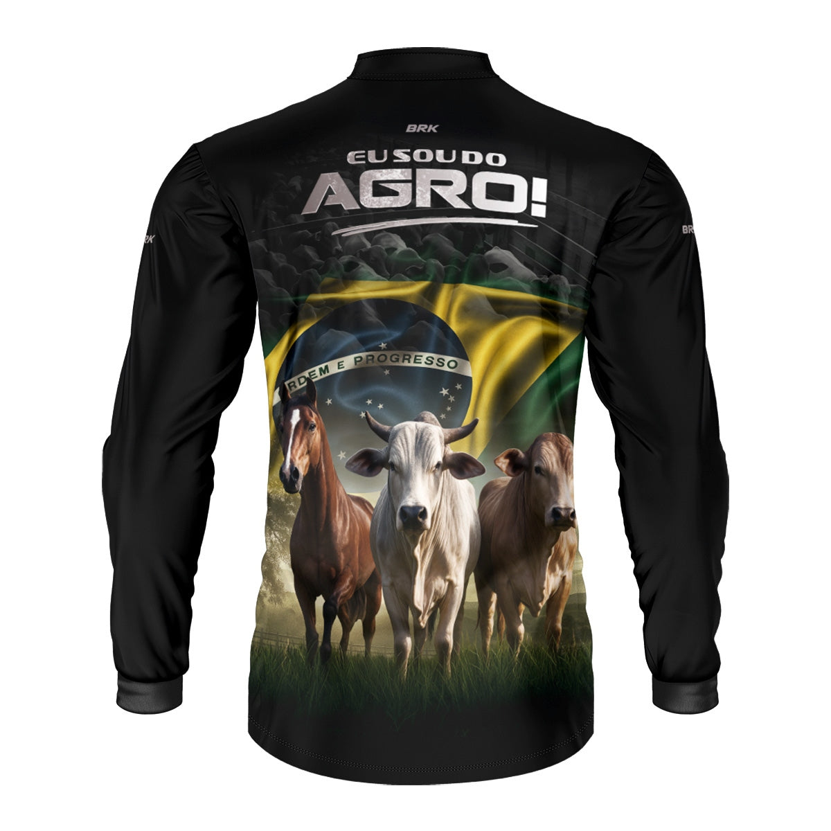 Camisa Agro Brk Preta Eu Sou do Agro Pecuária  com Proteção Solar UV50 - Envio Imediato - Brk Agro