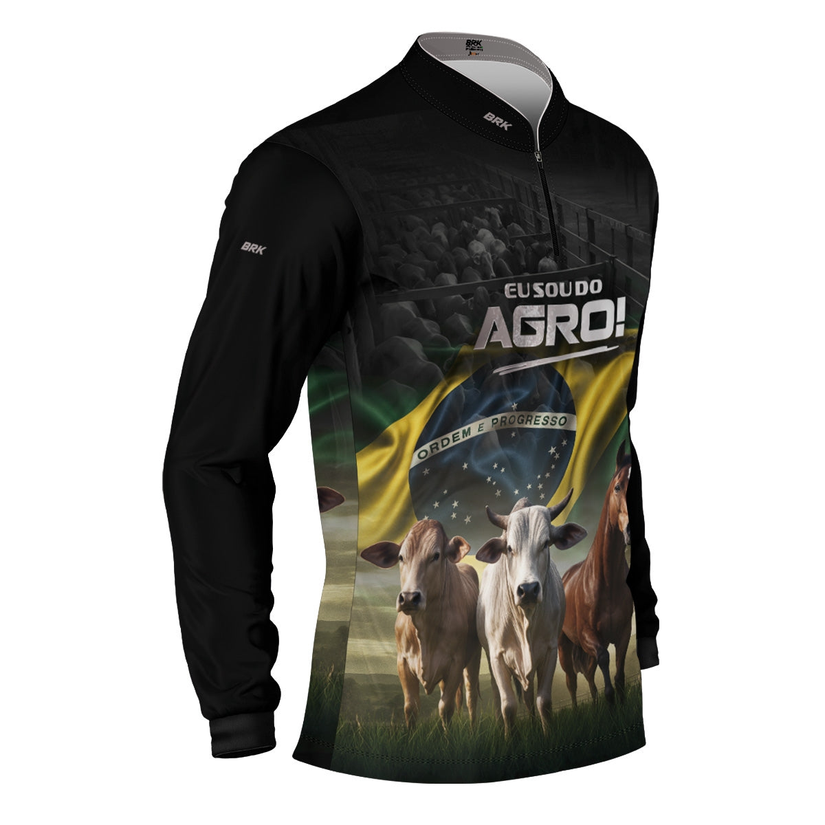 Camisa Agro Brk Preta Eu Sou do Agro Pecuária  com Proteção Solar UV50 - Envio Imediato - Brk Agro