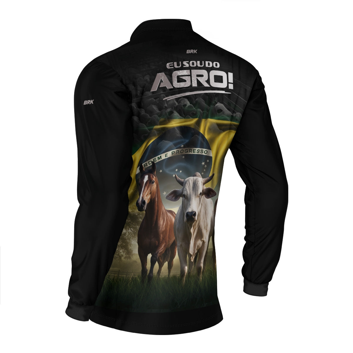Camisa Agro Brk Preta Eu Sou do Agro Pecuária  com Proteção Solar UV50 - Envio Imediato - Brk Agro