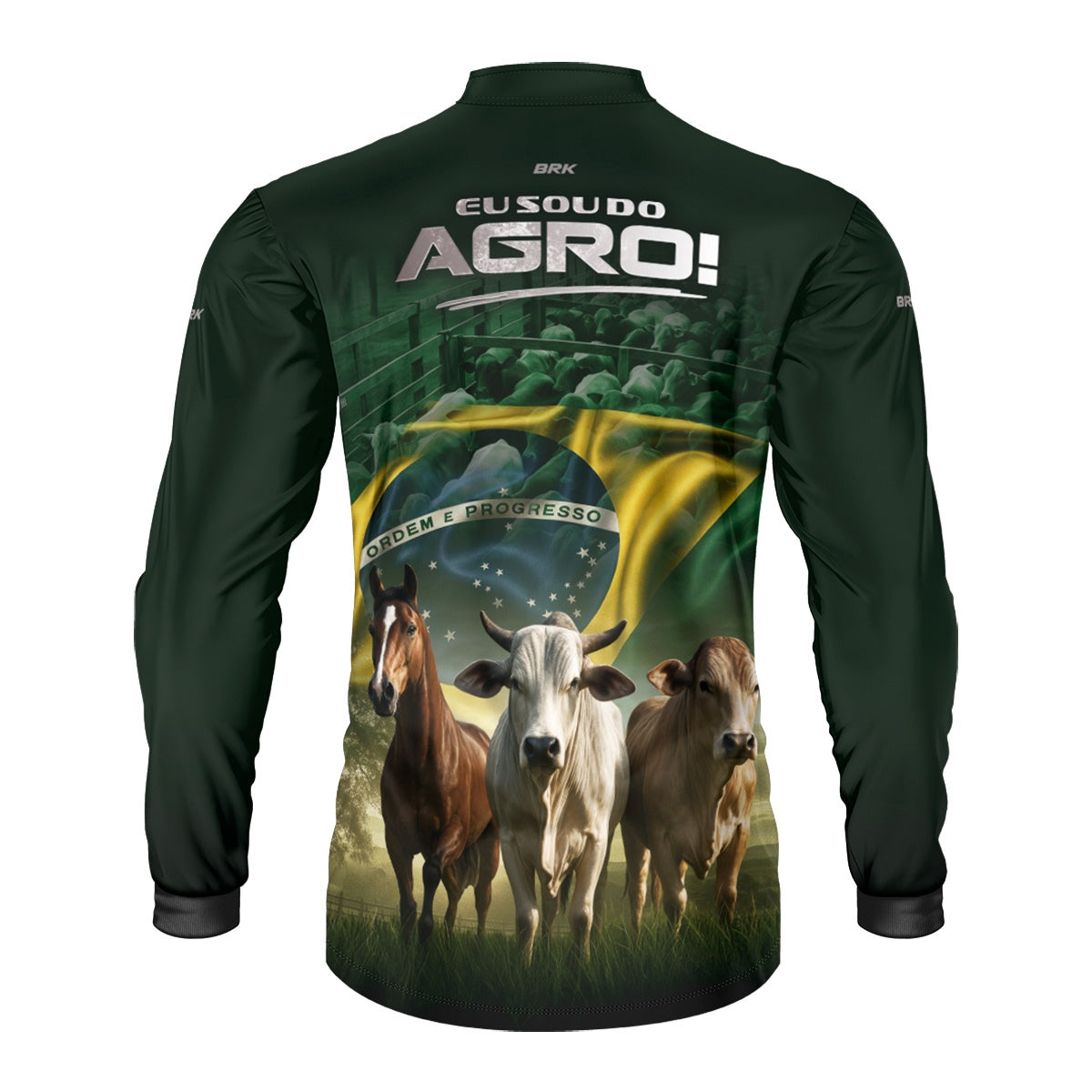 Camisa Agro Brk Verde Eu Sou do Agro Pecuária  com Proteção Solar UV50 - Envio Imediato - Brk Agro