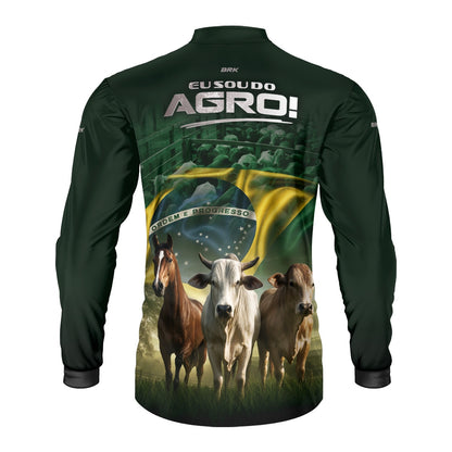 Camisa Agro Brk Verde Eu Sou do Agro Pecuária  com Proteção Solar UV50 - Envio Imediato - Brk Agro
