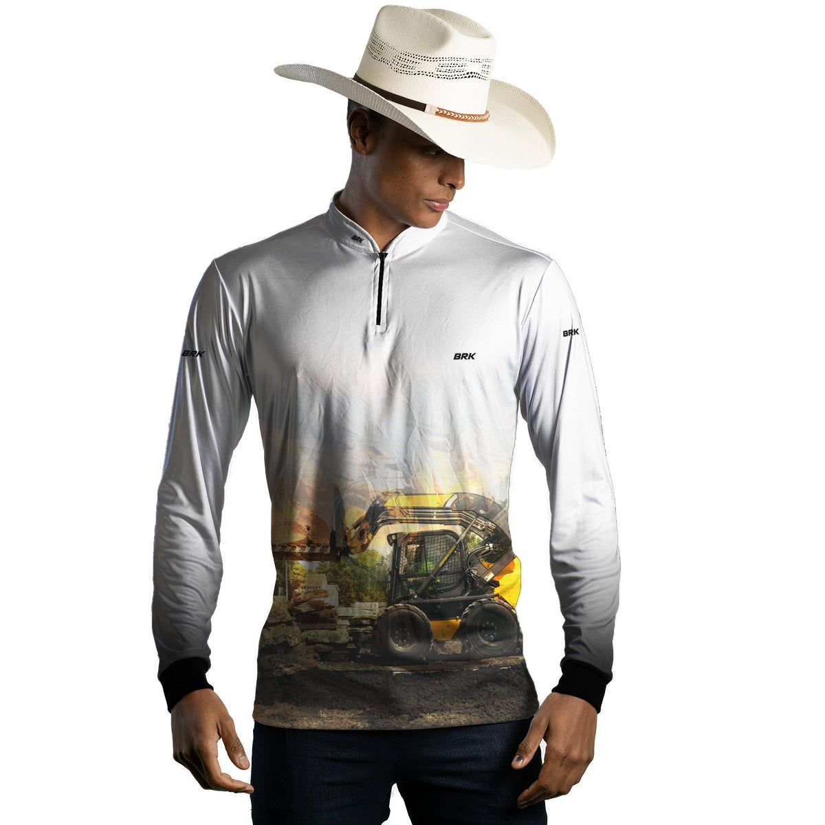 Camisa Agro Brk Branca Minicarregadeira  com Proteção Solar UV50+ - Brk Agro