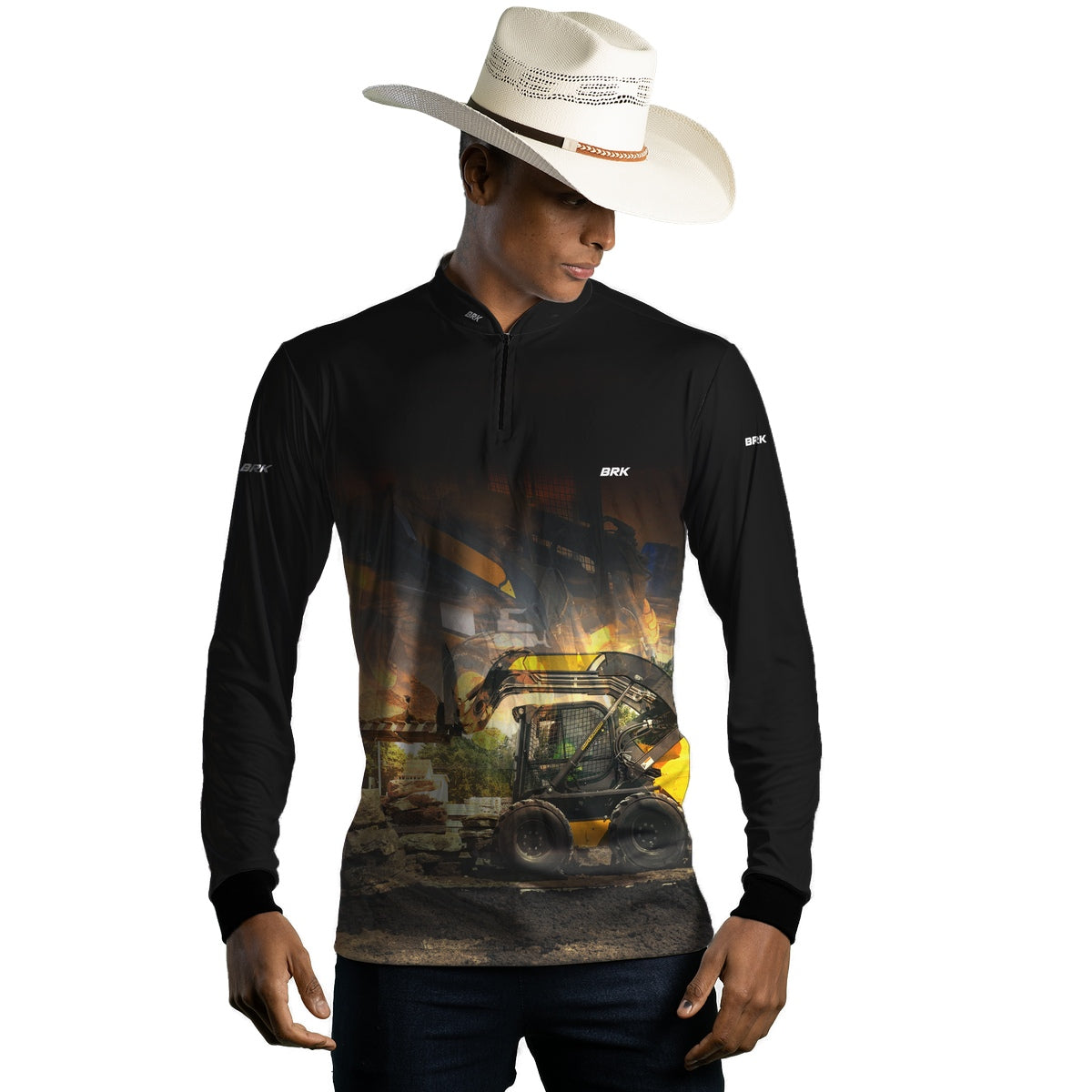 Camisa Agro Brk Preta Minicarregadeira  com Proteção Solar UV50+ - Brk Agro