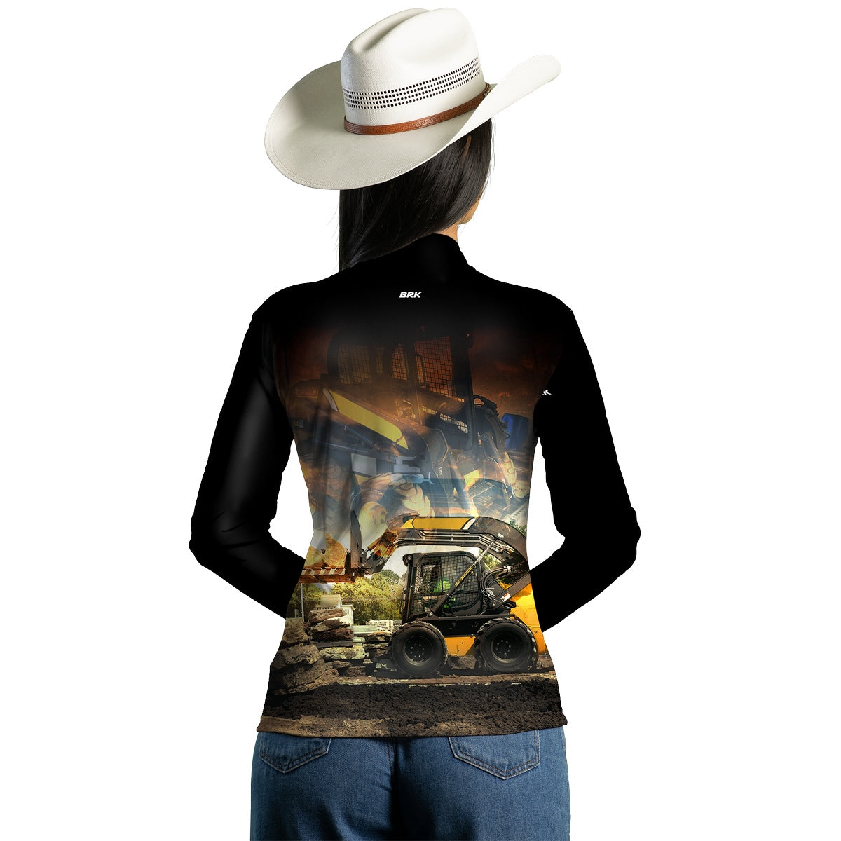 Camisa Agro Feminina Brk Preta Minicarregadeira  com Proteção Solar UV50+ - Brk Agro