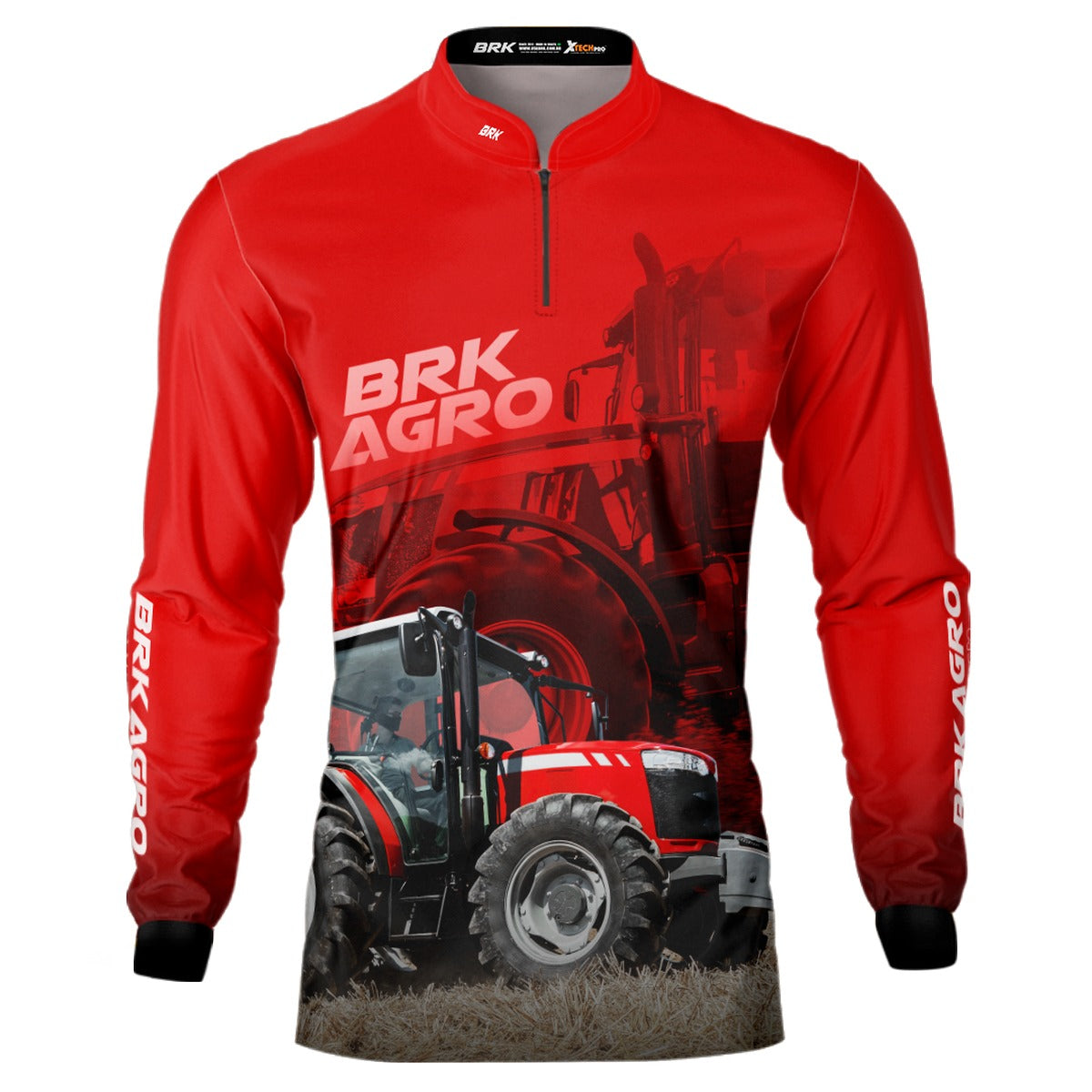 Camisa Agro Brk Trator MF 4707 Vermelho com Proteção Solar UV50+ - Brk Agro