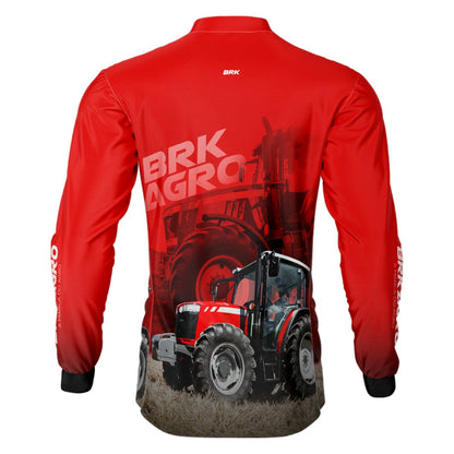 Camisa Agro Brk Trator MF 4707 Vermelho com Proteção Solar UV50+ - Brk Agro