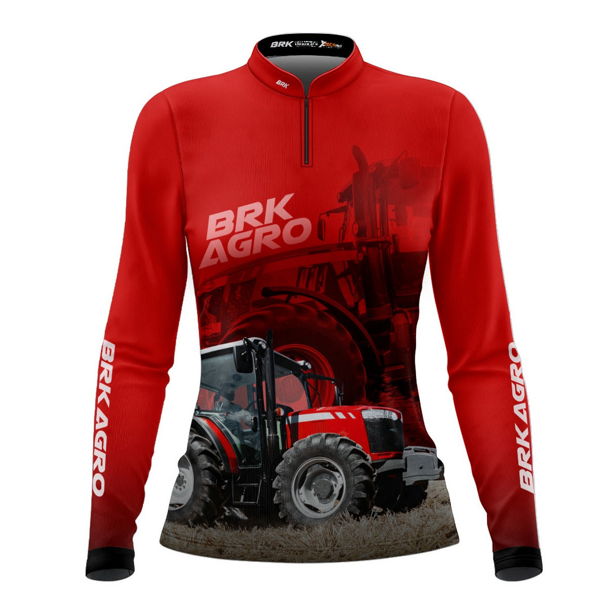 Camisa Agro Feminina Brk Trator MF 4707 Vermelho com Proteção Solar UV50+ - Brk Agro