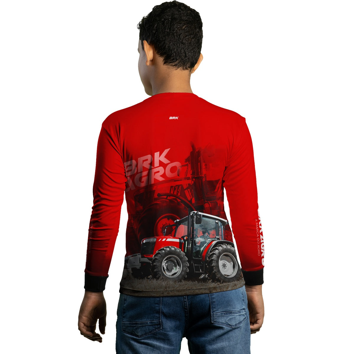 Camisa Agro Infantil Brk Trator MF 4707 Vermelho com Proteção Solar UV50+ - Brk Agro