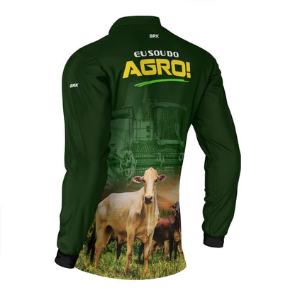 Camisa Agro Brk Eu Sou do Agro Pecuária Verde com Proteção UV50 - Envio Imediato - Brk Agro