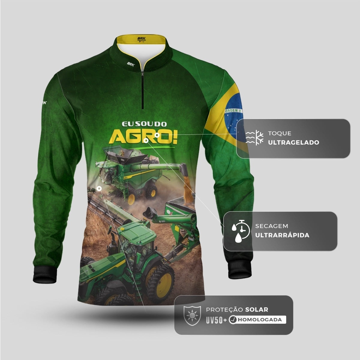 Camisa Agro Brk Eu Sou do Agro Safra Brasileira com Proteção UV50 - Envio Imediato - Brk Agro