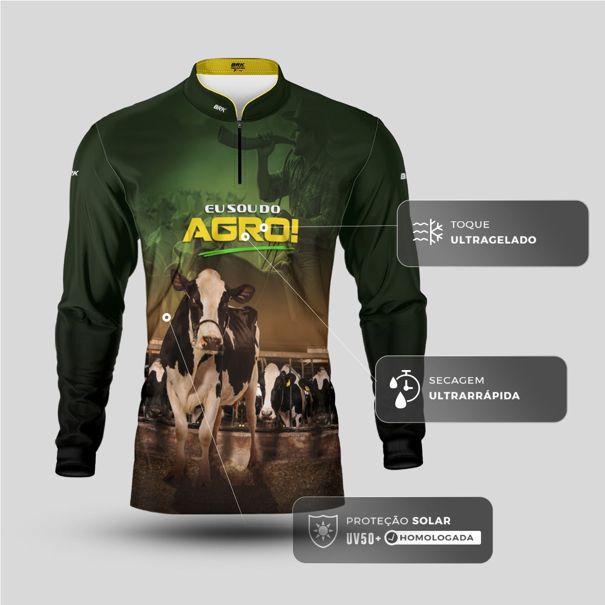 Camisa Agro Brk Eu Sou do Agro Nelore com Proteção UV50 - Envio Imediato - Brk Agro