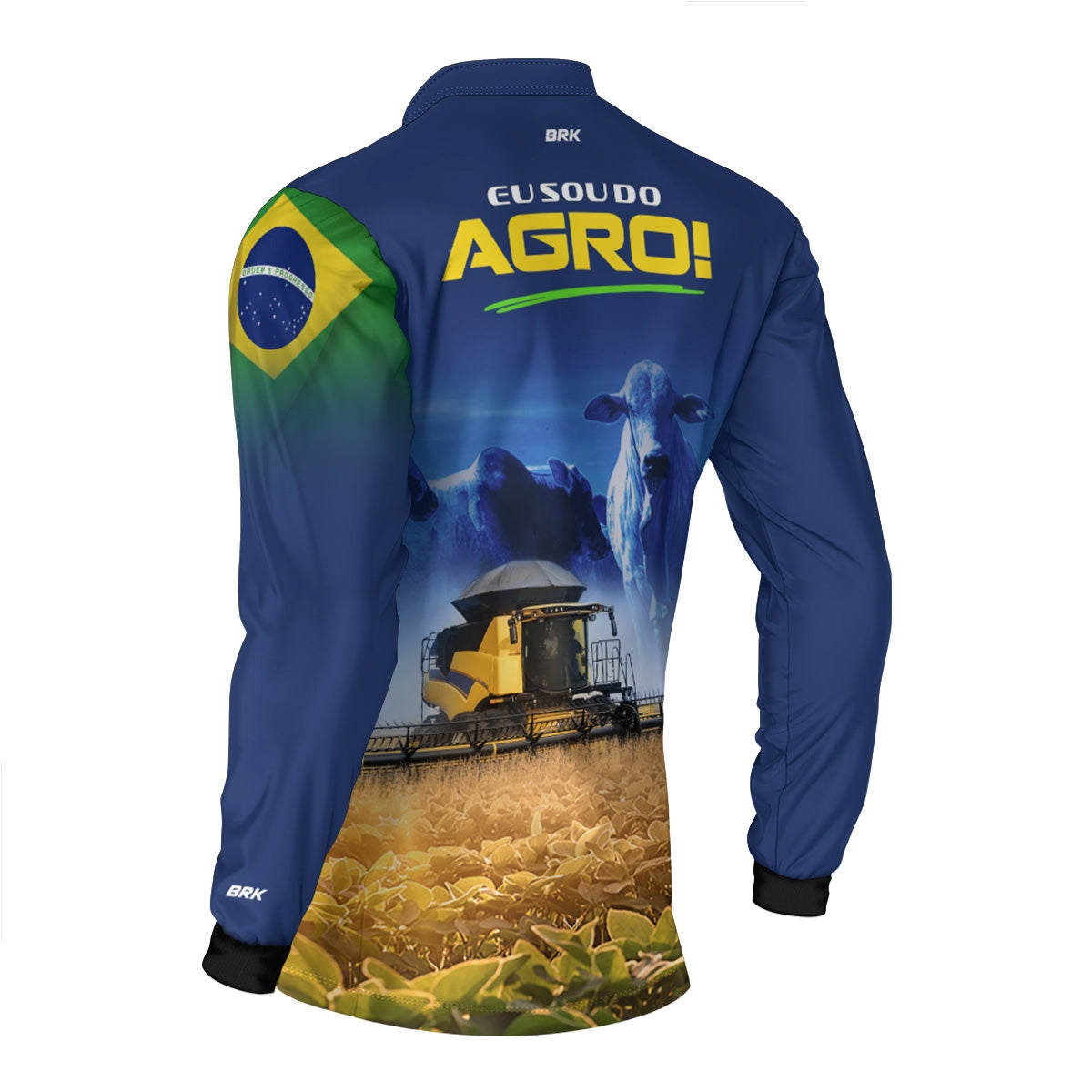Camisa Agro Brk Preta Eu Sou do Agro Gigante da Safra Brasil com Proteção UV50 - Envio Imediato - Brk Agro