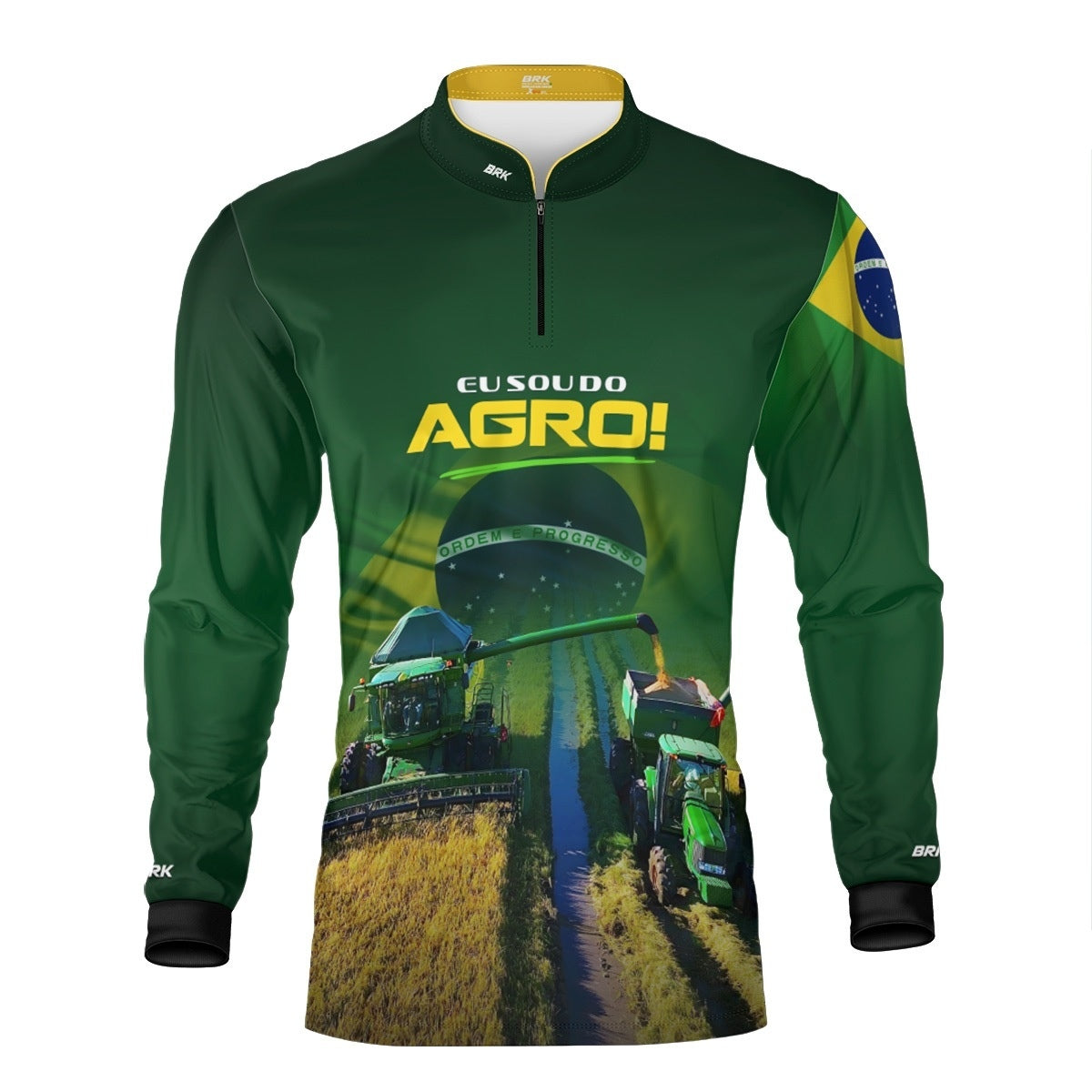 Camisa Agro Brk Verde Eu Sou do Agro Safra Verde e Amarela com Proteção UV50 - Envio Imediato - Brk Agro