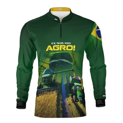 Camisa Agro Brk Verde Eu Sou do Agro Safra Verde e Amarela com Proteção UV50 - Envio Imediato - Brk Agro