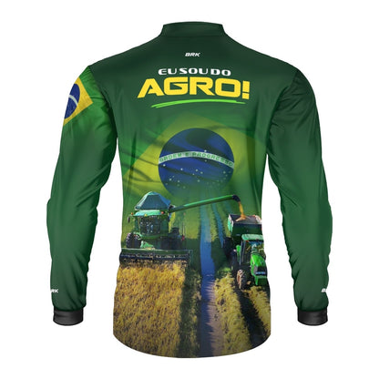 Camisa Agro Brk Verde Eu Sou do Agro Safra Verde e Amarela com Proteção UV50 - Envio Imediato - Brk Agro