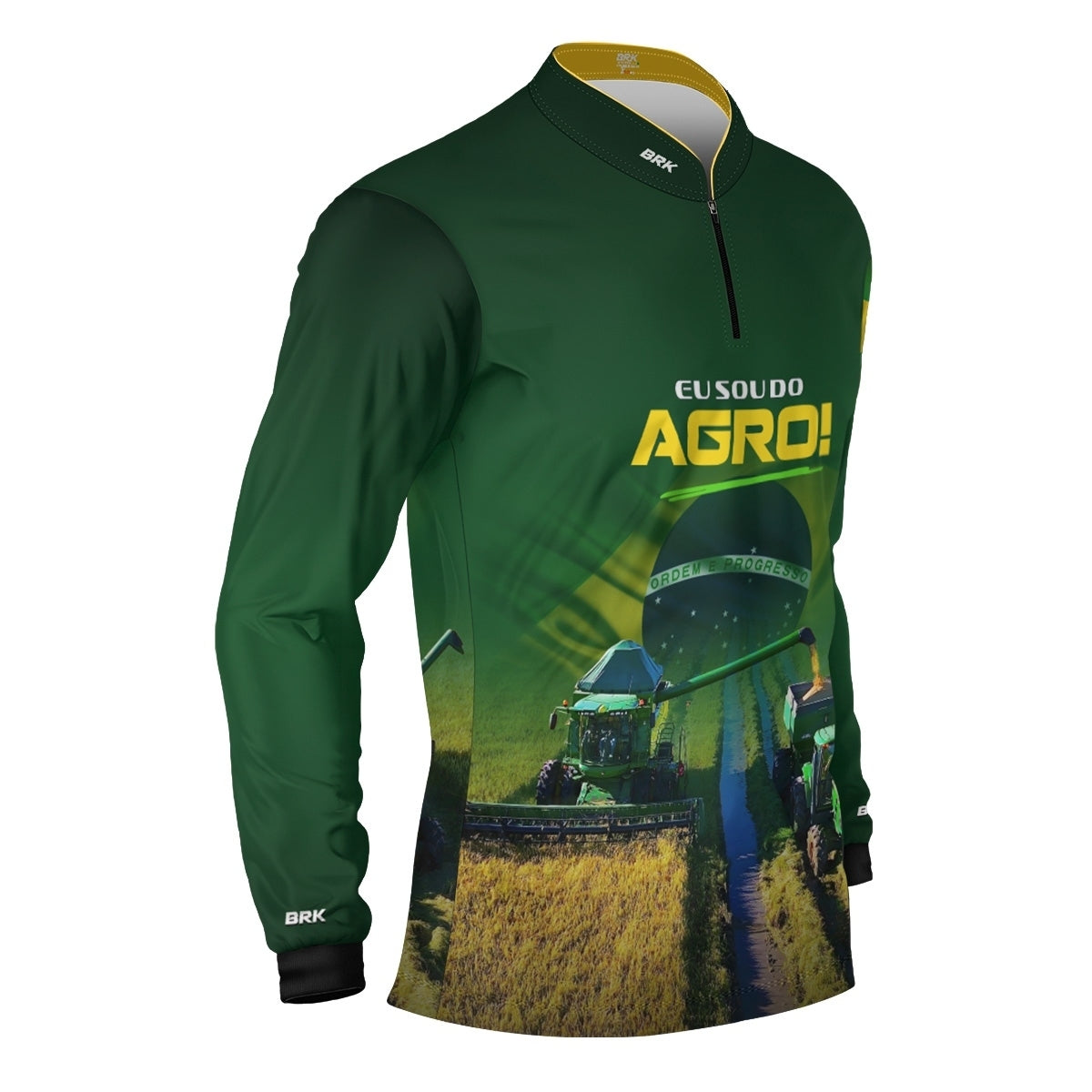 Camisa Agro Brk Verde Eu Sou do Agro Safra Verde e Amarela com Proteção UV50 - Envio Imediato - Brk Agro