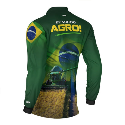 Camisa Agro Brk Verde Eu Sou do Agro Safra Verde e Amarela com Proteção UV50 - Envio Imediato - Brk Agro