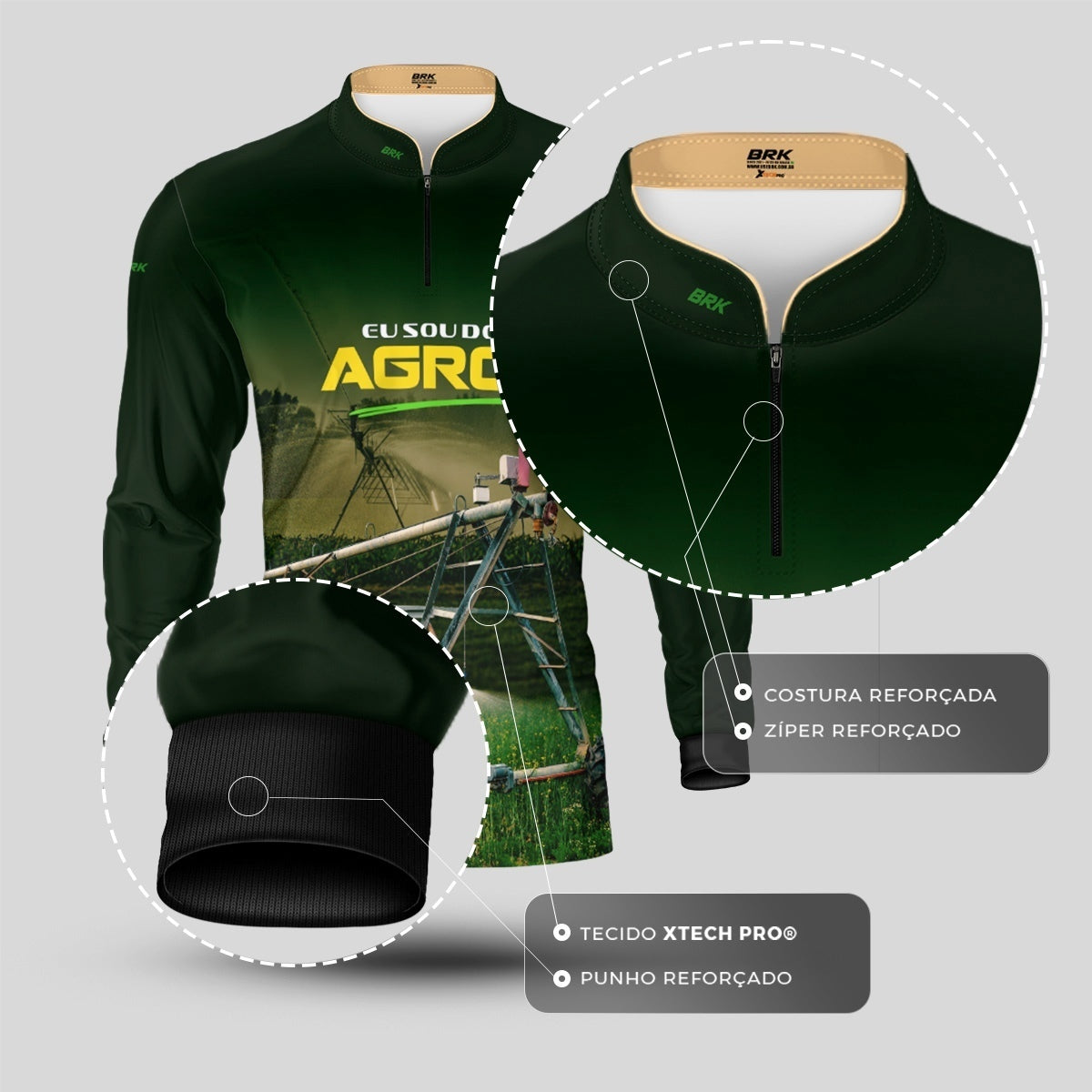 Camisa Agro Brk Eu Sou do Agro Irrigação Verde com Proteção UV50 - Envio Imediato - Brk Agro
