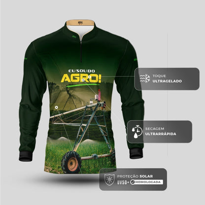 Camisa Agro Brk Eu Sou do Agro Irrigação Verde com Proteção UV50 - Envio Imediato - Brk Agro