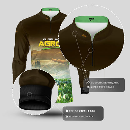 Camisa Agro Brk Eu Sou do Agro Lavoura Verde com Proteção UV50 - Envio Imediato - Brk Agro