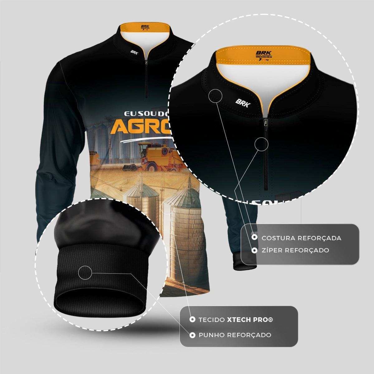 Camisa Agro Brk Eu Sou do Agro Riqueza no Silo com Proteção UV50 - Envio Imediato - Brk Agro