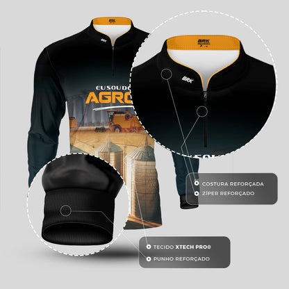Camisa Agro Brk Eu Sou do Agro Riqueza no Silo com Proteção UV50 - Envio Imediato - Brk Agro